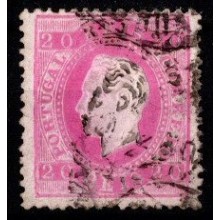 1879-85 - Portogal - AFA 47 - Frimærke - Kong Louis, farveændringer - 20 r. karmin - Stemplet.